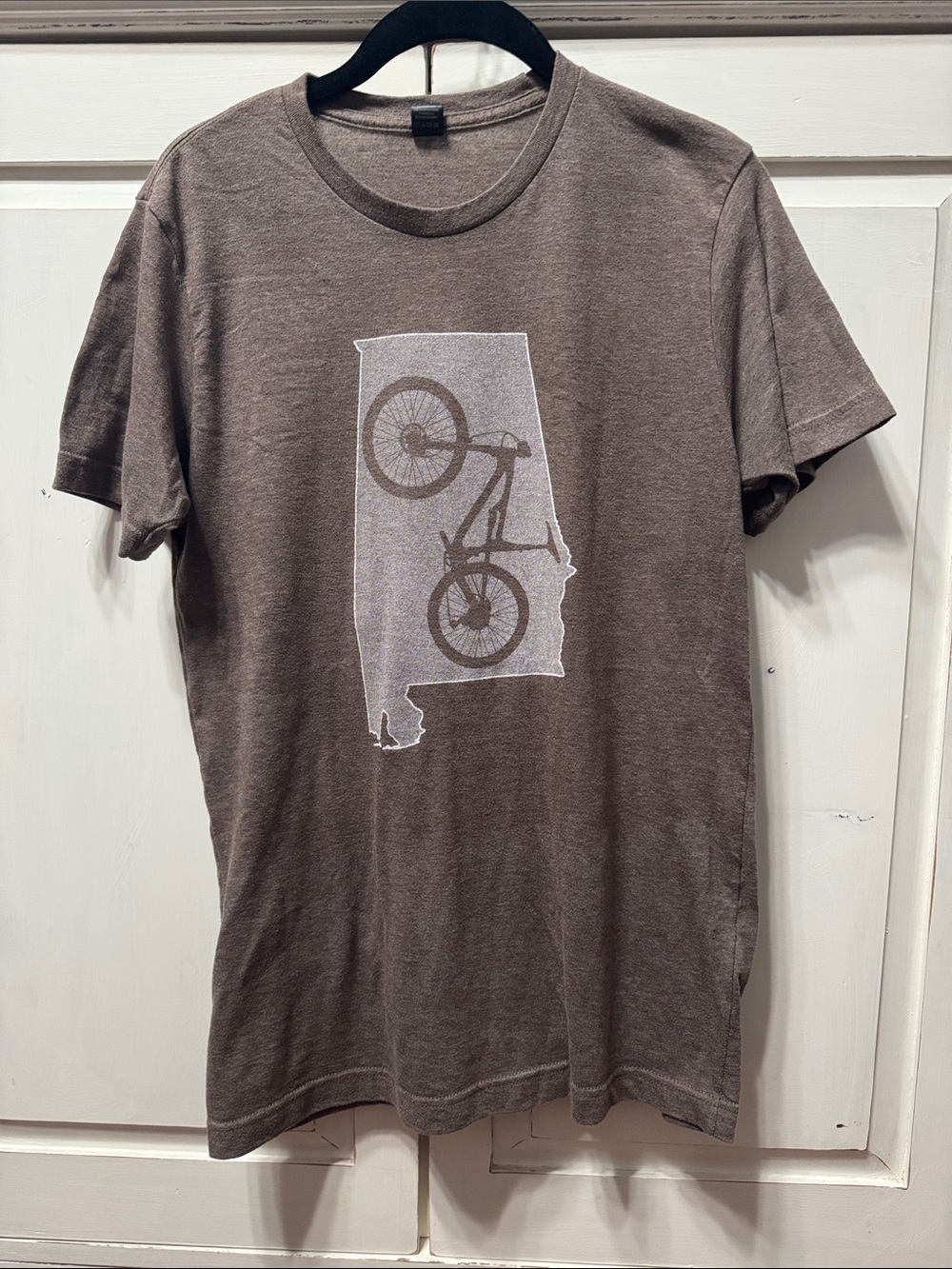 Tultex Brown Short-Sleeve Tee with White Bicycle Graphic
